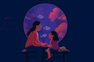 Mother and Daughter at the Aquarium